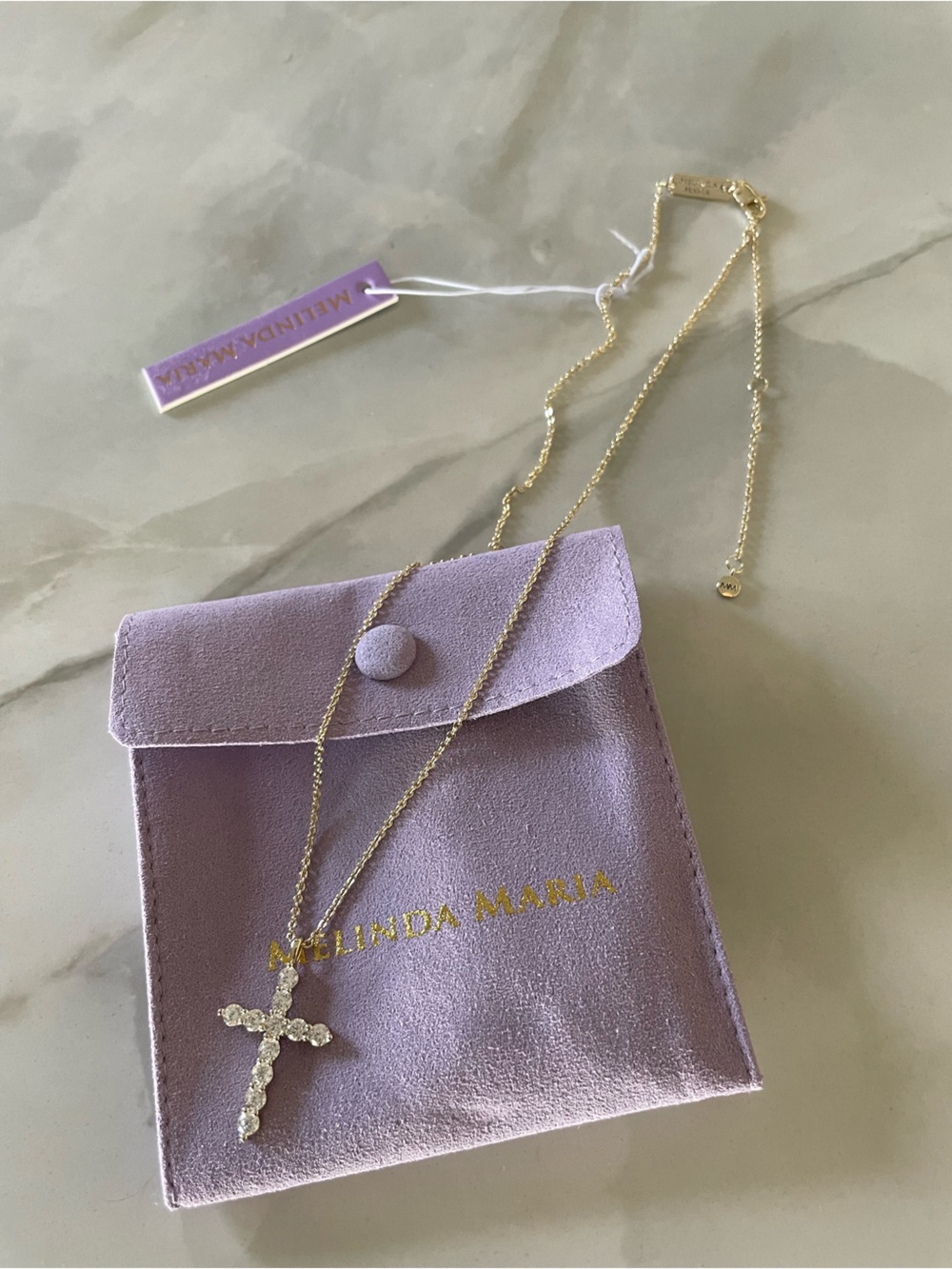 NWT Melinda Maria Gold “Oh She Fancy Small Cross Pendant” - Picture 6 of 7